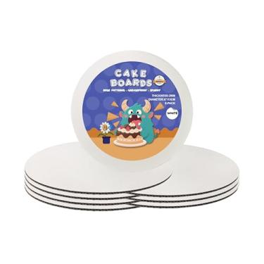 Imagem de 8 tábuas de bolo redondas de 15 cm, brancas de 15 cm, placa redonda para bolo, base de bolo redonda de grau alimentício e à prova de gordura, círculos de papelão para exibir bolos, sobremesa da GBF