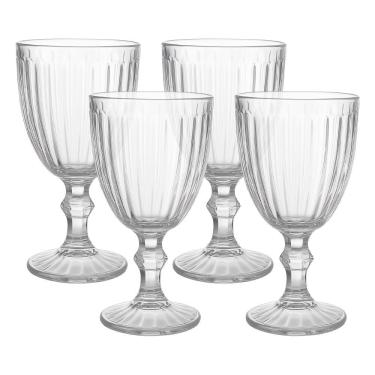 Imagem de Jogo 4 Taça De Vidro Para água Melina Premium Transparente Sucos 320ml Haüskraft