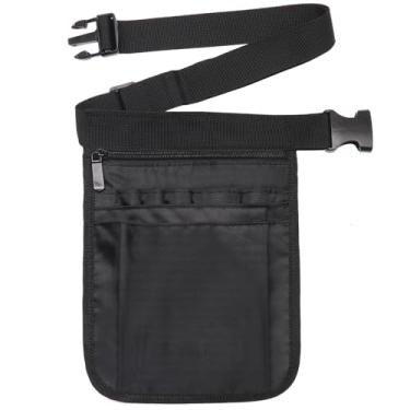 Imagem de Avental de servidor com vários bolsos, bolsa de dinheiro na cintura para restaurantes, jardinagem, enfermagem, bistrô com cinto ajustável, Preto, Design moderno, com aparência profissional e forte