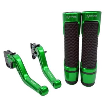 Imagem de Kit Manete E Manopla Pegasus Stark Moto Ybr Factor 125 Lona, Verde