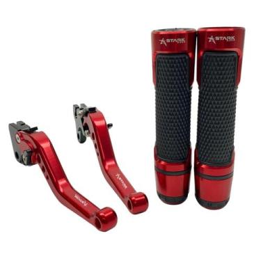 Imagem de Kit Manete E Manopla Pegasus Stark Moto Ybr Factor 125 Lona, Vermelho