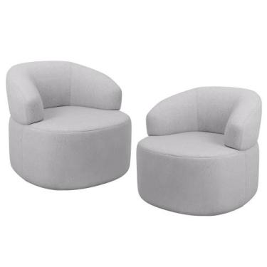 Imagem de Kit 02 Poltronas Giratória Orgânica Para Sala de Estar Living Helena L