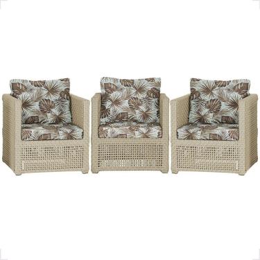 Imagem de 3 Poltronas Madri Alumínio Corda Náutica Estofado 6 Trama Rami