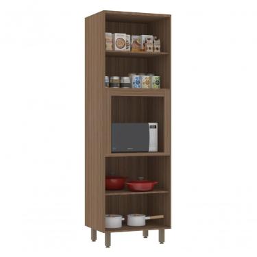 Imagem de Torre Aspen 70 Cm 4 Portas E Nicho Microondas Luciane Moveis Cinza Puro