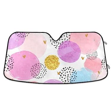 Imagem de Persiana de carro colorida círculos aquarela, para-sol para janela de carro, protetor solar para carro, caminhão, SUV