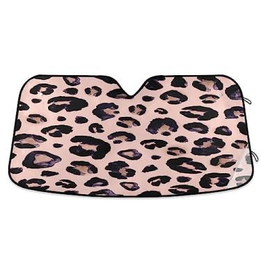 Imagem de Para-sol de carro preto leopardo neve, proteção solar para carro, protetor solar de carro, persiana de janela para carro, caminhão, SUV, acessórios de carro