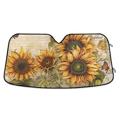 Imagem de Guarda-sol de livro de borboleta de flor de girassol para para-brisa de carro para-sol para para-brisas SUV, acessórios de carro de verão