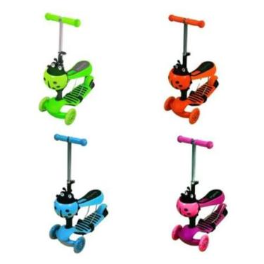 Imagem de Patinete Laranja Andador Infantil 3 Rodas C/Luz Led Assento E Cesto