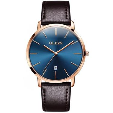 Imagem de Relógio Masculino Social Dourado Olevs Pulseira Marrom