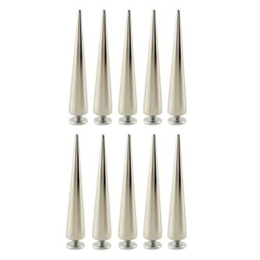 Imagem de 10 pçs/conjunto de 55 mm sólido punk bala grandes pontas de metal rebites de couro DIY prata parafuso em cone tachas para roupas de cosplay