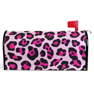 Imagem de Capas de caixa de correio de outono caixa de correio magnética sazonal outono impressão de leopardo rosa preto decoração moderna caixa de correio tamanho padrão 52,6 x 45,8 cm