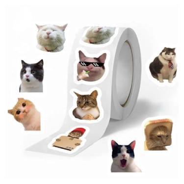 Imagem de 500 peças de adesivos de meme de gato, à prova d'água, vinil, fofo, animais, artesanato, faça você mesmo