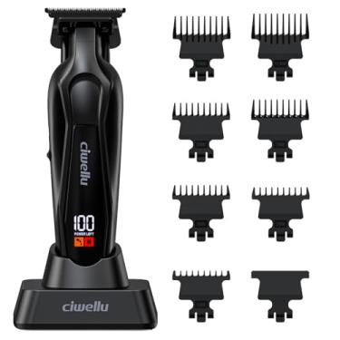 Imagem de ciwellu Aparador de cabelo para homens, forro de barbeiro profissional e aparador de barba com cortador de lâmina T Zero-Gap, carregamento rápido USB-C com 7 protetores para cabelo/corpo