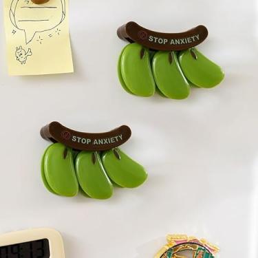 Imagem de Pacote com 3 clipes de vedação de saco em forma de banana com função de ímã de geladeira, ferramentas de armazenamento de alimentos de cozinha (verde)