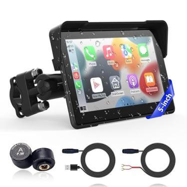 Imagem de Motocicleta sem fio Apple Carplay, navegação GPS portátil de 5 polegadas com Apple Carplay e Android Auto, Siri e Google Assistant, antirreflexo/Bluetooth 5.2/controle de voz/tela sensível ao toque