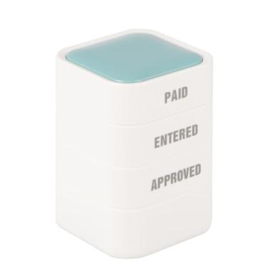 Imagem de Carimbos 3 em 1 de escritório pagos/inseridos/aprovados para empresas, selos de empresa de borracha pré-tintados e autotintados à mão com impressão Tamanho: 9/25.4 cm x 9/25.4 cm para contabilidade