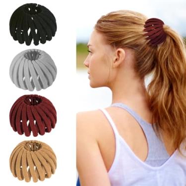 Imagem de 4 garras de cabelo francesas para mulheres, grampos de cabelo com acabamento fosco para cabelos grossos, acessórios minimalistas para rabo-de-cavalo, marrom marrom bordô preto