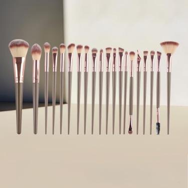 Imagem de Conjunto de pincéis de maquiagem profissionais com 20 peças, grande combinação de pincéis de rosto e sombra, kit Kabuki de base de mistura cosmética em pó com estojo de viagem, ferramentas de beleza