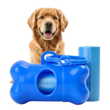 Imagem de Suporte para Saco Coletor de Fezes Pet com Saquinhos Biodegradáveis – Dispenser para Saquinhos de Cocô de Cachorro – Kit Higiênico para Passeio com Cães - Edmix (Azul)