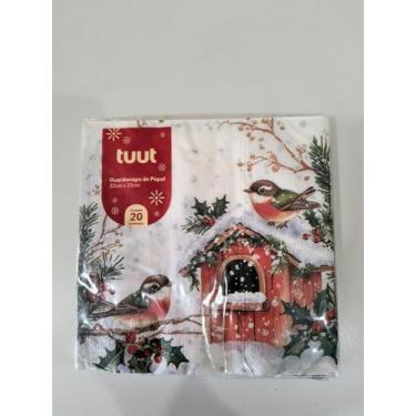 Imagem de Kit Guardanapo papel folha dupla natalino estampado casa decorado natal papai noel mesa posta