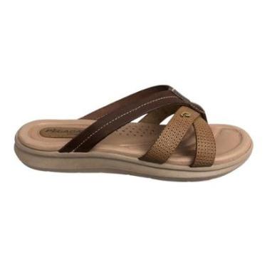 Imagem de Sandália Feminino Pegada Tira Em Couro Puro Mood Confortável Original Ref 232813-Feminino