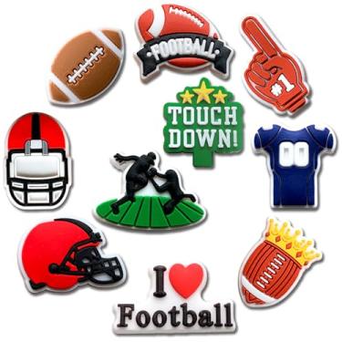 Imagem de Berloques de decoração de calçados esportivos para tamanco de crocodilo, softball, beisebol, basquete, vôlei, futebol, tênis, natação, futebol, golfe, acessórios, Futebol Americano, Small