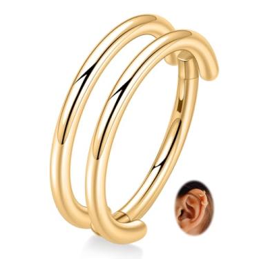 Imagem de FUNLMO Piercing de hélice de concha de aço cirúrgico 316L, piercing de cartilagem, argola de septo, piercing de nariz, lóbulo de torre, piercing de tragus, joia 16G, argola dupla/tripla, Aço