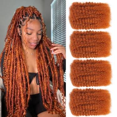 Imagem de Afrodiva Afro Kinkys Bulk Cabelo Humano Para Dreadlocks Kinky Curly Loc Extensions 100% Real Kinky-Curly Braiding Twist & Repair Locs 4 Pacotes 200 Gramas 12" Gengibre