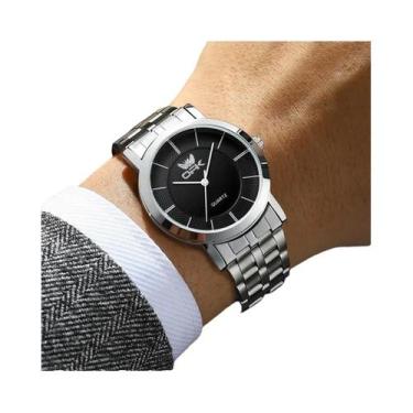 Imagem de Relógio masculino com pulseira de aço da marca OPK, quartzo simples e 