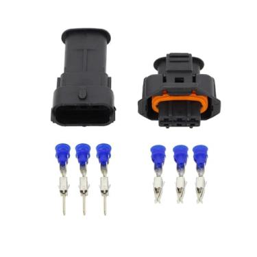 Imagem de Conector de fio elétrico de 3 pinos DJ7036A-3,5-11/21 fêmea e macho 3,5 mm sensor automático à prova d'água (5 conjuntos)