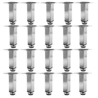 Imagem de Kit 20 Pés Para Móveis Regulável Quadrado Cromado 10cm Resistente Ajustavel Moderno pézinhos