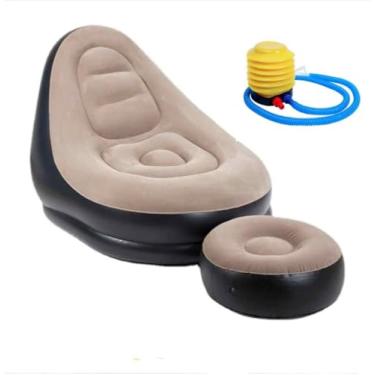 Imagem de Poltrona inflável rápido portátil com banco de apoio para os pés. Poltrona Inflável Ultra Lounge Com Pufe Sofá Preguiçoso