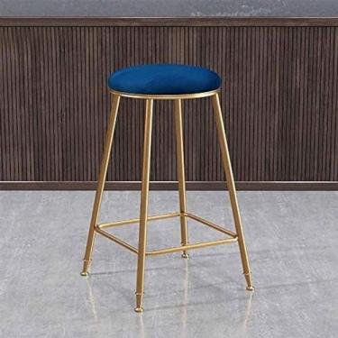 Imagem de Banco De Barra De Veludo, Cadeira De Jantar Empilhável De Altura 30"/75 Cm, Banco De Balcão Estofado, Banco De Destaque Moderno Com Assento Redondo, Pernas De Metal, Para Horta,E,26 Pol./65 Cm,Con