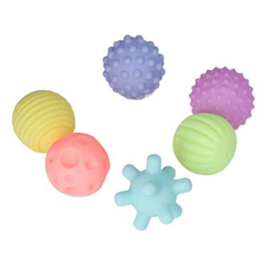 Imagem de Generic Conjunto de Bola Elástica Sensorial Texturizada para bebê, Brinquedo de Apertar Engraçado para Casa, 6 Peças de Brinquedo de Bola Infantil Multicolorido Macio (Cor quente)