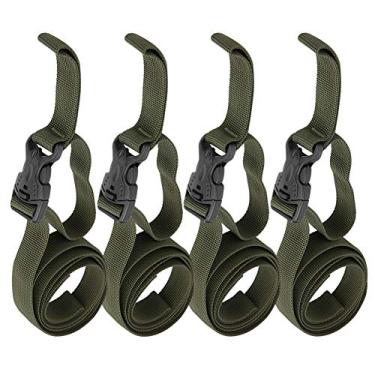 Imagem de KIMISS Correia de Bagagem para Barraca Externa Com Fivela Dupla de Segurança | Cinto Ajustável de Embalagem de Bagagem para Mala e Armazenamento de Equipamentos | Pacote Com 4 Verde