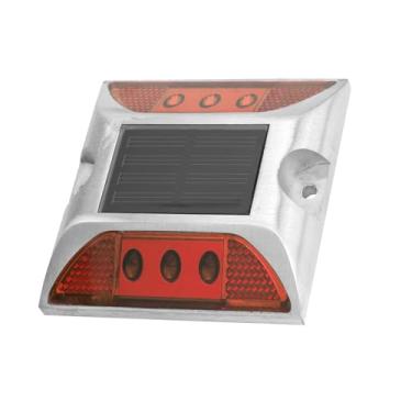 Imagem de Sonew Luzes de Marcação de Solo Com Energia Solar LED à Prova D'água para Entrada de Automóveis Ao Ar Livre Lâmpada de Pico de Estrada para Caminho de Segurança (Vermelho)
