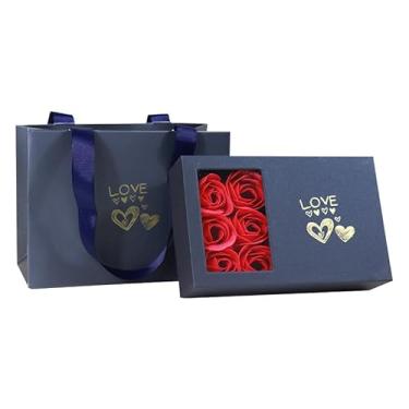 Imagem de Caixa de joias romântica de rosas eternas, presente de joias de flores preservadas para mulheres, presente de dia dos namorados para esposa e namorada (joias não incluídas)