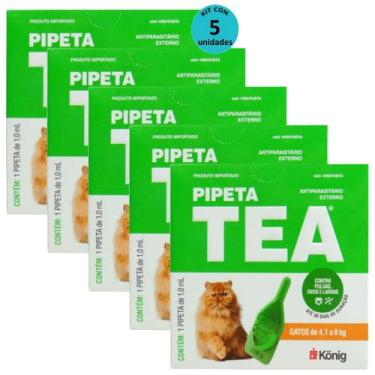 Imagem de Pipeta Tea 1,0 ml Antiparasitário Contra Pulgas para Gatos de 4,1 até 