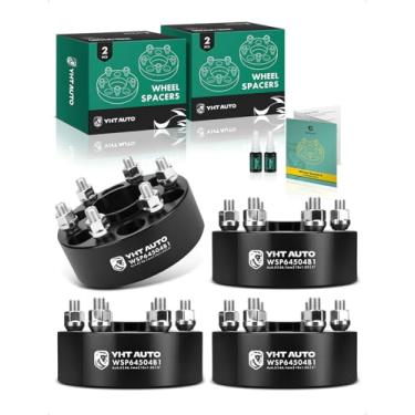 Imagem de YHTAUTO Espaçadores de roda centrados em cubo de 15,2 x 11,4 cm, 5 cm, compatível com Frontier 2005-2022, Pathfinder 2005-2012, Equator 2009-2012, Xterra 2005-2015 6 espaçadores de pneu com pinos M12 x 1,25, 66,1 Diâmetro do cubo de 4 mm PCS preto