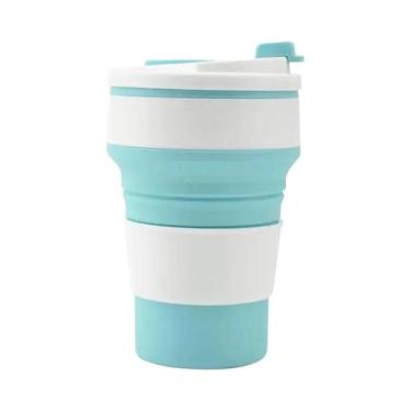 Imagem de Copo De Viagem De Silicone Dobrável Com Tampa, Copo Reutilizável Portá