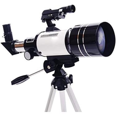 Imagem de pcagfaajmh Telescópio astronômico F30070 Stargazing HD de alta potência, estudantes, crianças, iniciantes, visualizando a lua, telescópio preto e branco