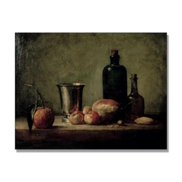 Imagem de NHLDZYH Arte em tela vintage de frutas mortas, pintura clássica de cozinha country, decoração de parede de casa de fazenda quente para sala de jantar e cozinha. A82. 60x80cm-23,7x31,5 pol. Somente