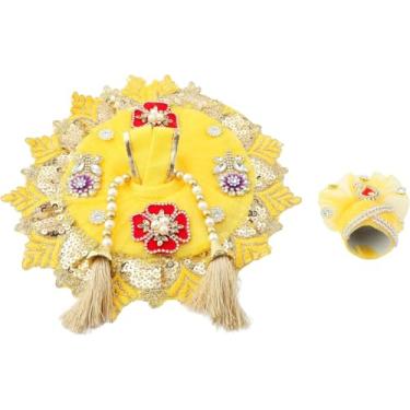 Imagem de Laddu Gopal Pano de vestido Bhagwan Poshak of God Bal Gopal Kanha Kanhaiya Dev Vastra para estátua de ídolo de metal para decoração indiana tradicional holi festival de cores (tamanho: - 2-4 Nº Dia