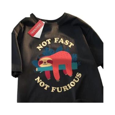 Imagem de Camiseta Hip Hop Com Estampa De Bicho-Preguiça Para Homens, Verão, Ove