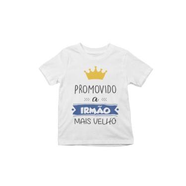 Imagem de Camiseta Promovido a Irmão Mais Velho algodão Infantil Branca - Del Fr