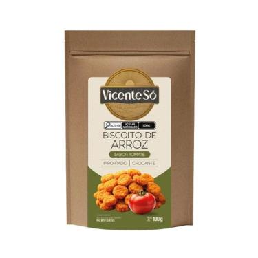 Imagem de Biscoito de Arroz Vicente Só Sabor Tomate 100g Crocante Snack Sem Glút