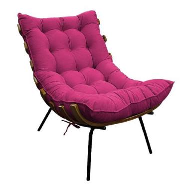 Imagem de Poltrona Decorativa Costela MR01 Base Fixa Suede - Doce Sonho Móveis, 