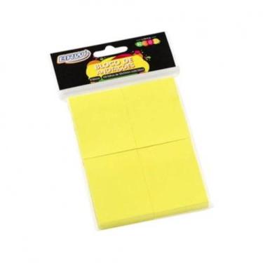 Imagem de Bloco de Anotações 38x51mm Amarelo Neon BRW 04un com 100fls