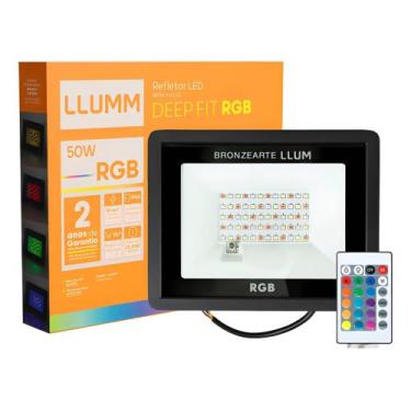 Imagem de Refletor Rgb 50W Deep Led Fit IP66 Com Controle Remoto Llumm Bronzeart
