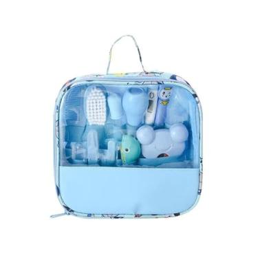 Imagem de Kit Cuidados do Bebê 13 Itens Higiene Infantil Com Estojo (Azul)